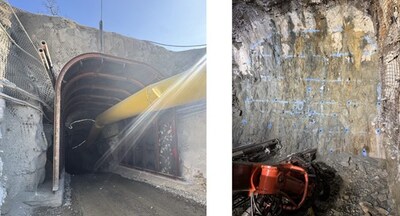 Figures 2 & 3: Underground Decline from the Portal and Current Face of the Decline Respectively (CNW Group/Blue Moon Metals)
